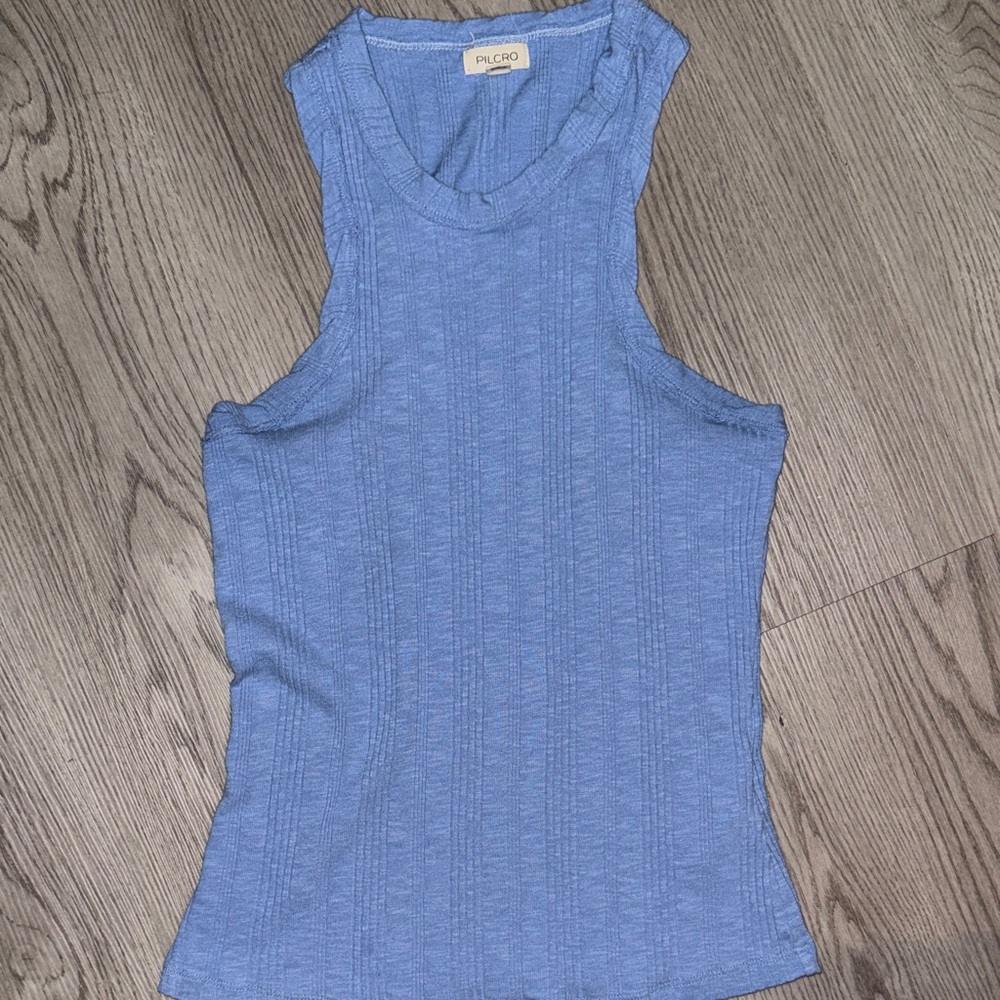 Pilcro Textured Blue Tank Top